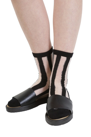Stripe Mesh Socks - Black