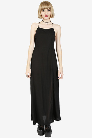 Sia Strappy Maxi Dress in Solid Black By Motel