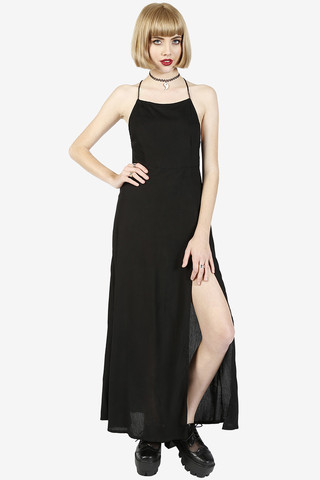 Sia Strappy Maxi Dress in Solid Black By Motel