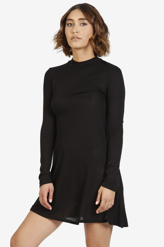 Donna Long Sleeve Tent Dress - Black