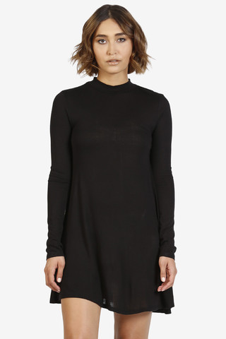 Donna Long Sleeve Tent Dress - Black