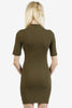 Lonna Ribbed Mock Neck Dress - Olive