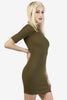 Lonna Ribbed Mock Neck Dress - Olive