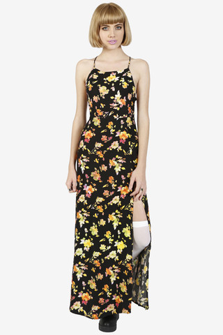 Sia Strappy Maxi Dress in Floral Fever Plum By Motel