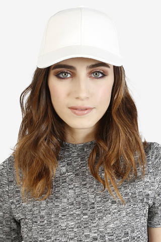 Pleather BB Girl White Ball Cap