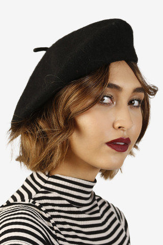 Perf Black Wool Beret