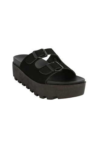 Black Buckle Platform Sandal