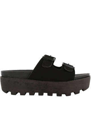Black Buckle Platform Sandal