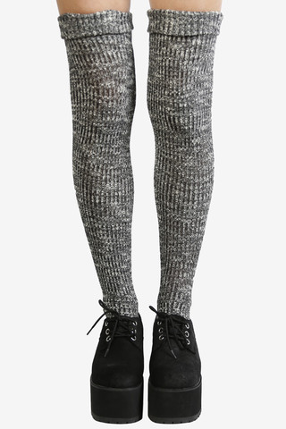 Speckled Knit Thigh High Socks