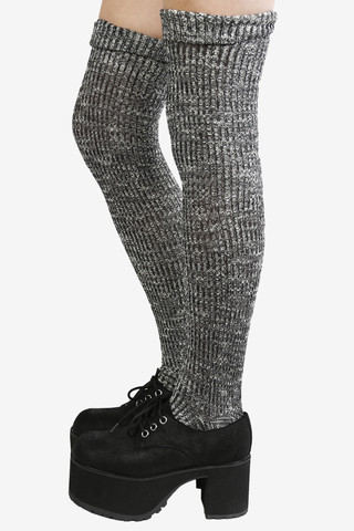 Speckled Knit Thigh High Socks