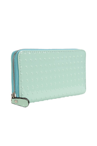 Patent Dotted Pastel Wallet - Mint