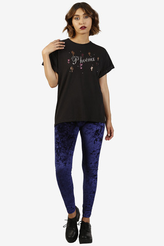 Velvet Crushed Leggings - Navy