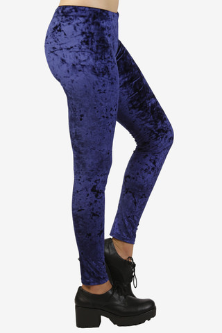 Velvet Crushed Leggings - Navy