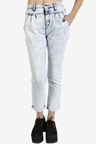 Pleated High Waist "Mom" Jeans