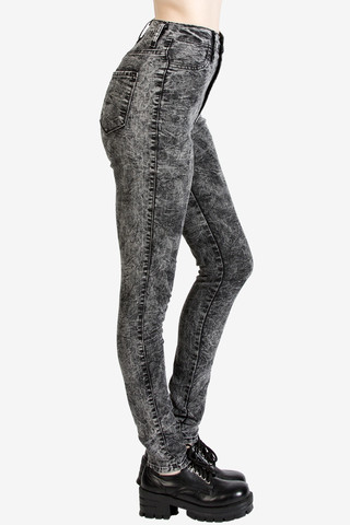 11" Super High Rise Black Acid Wash Denim