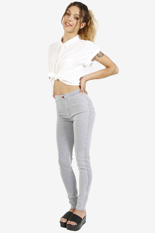 Bennet Seersucker High Waist Skinny Denim