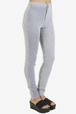 Bennet Seersucker High Waist Skinny Denim