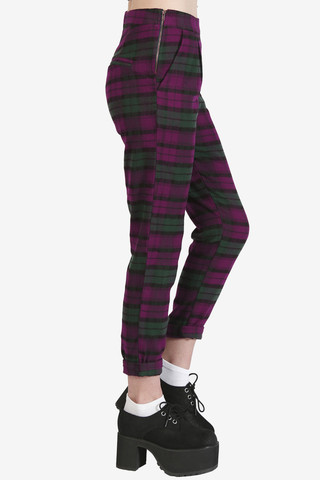 Casual Check Trouser Pant - Plum