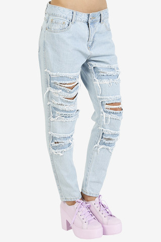 Patchwork Destroyed BFF Denim