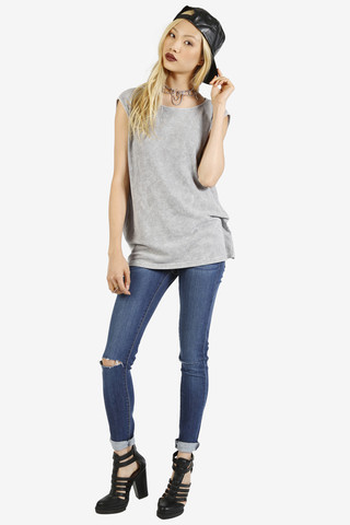 Knee Slit Ankle Skinny Denim by Just USA - Medium Wash