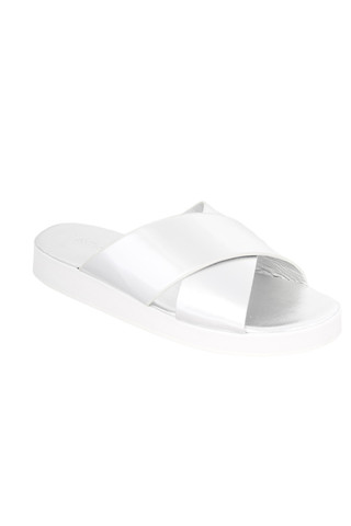 Cross Front Slide Sandal - Silver