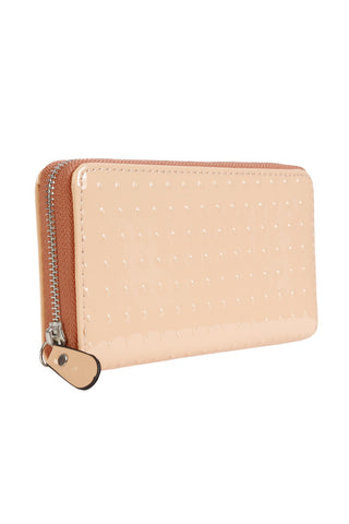 Patent Dotted Pastel Wallet - Peach