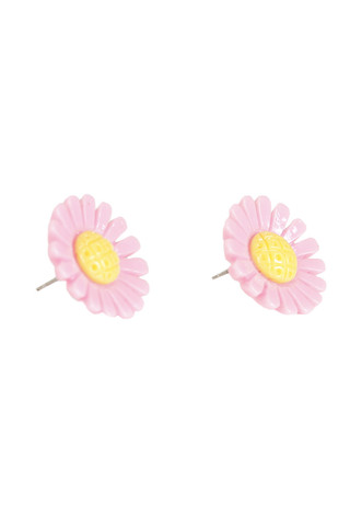 Daisy Stud Earrings - Pink