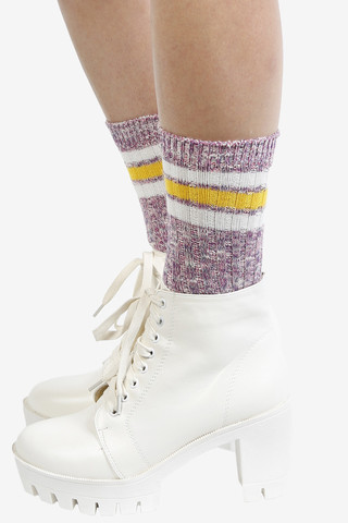 Second Base Striped Crew Socks