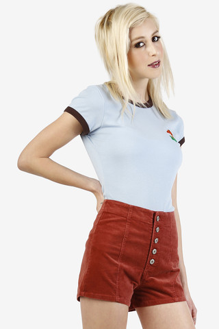 Barrymore Corduroy High Rise Shorts - Brick