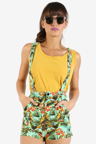 Catalina Tropical Print Overall Shorts