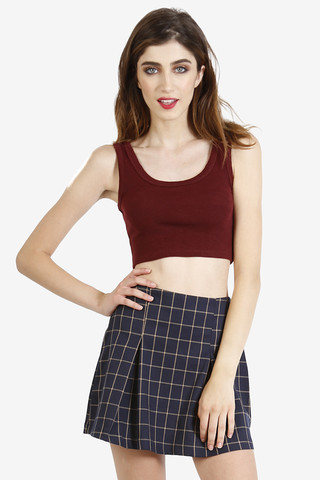 Check In Plaid Skirt - Tan