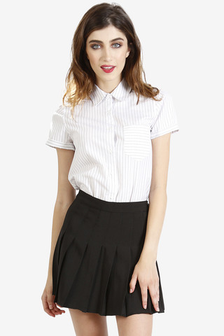 Amira Tennis Pleat Skirt - Black