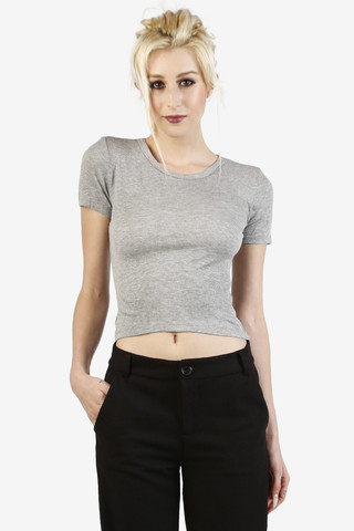 Alice Basic Essential Crop - Heather Grey