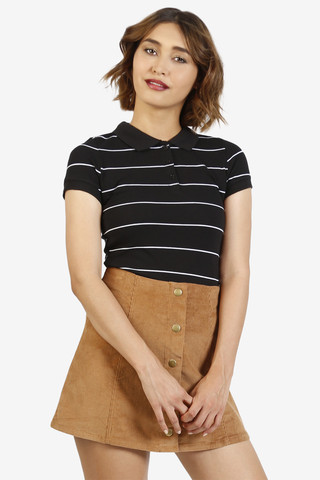Nancy Striped Polo - Black