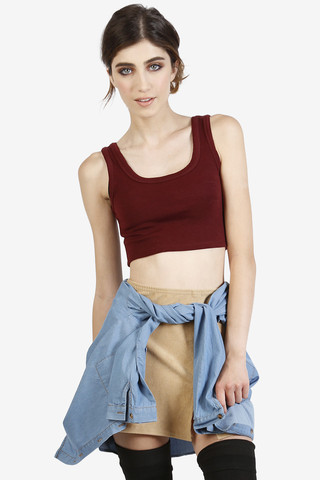 Agathe Ribbed Crop Tank - Wine