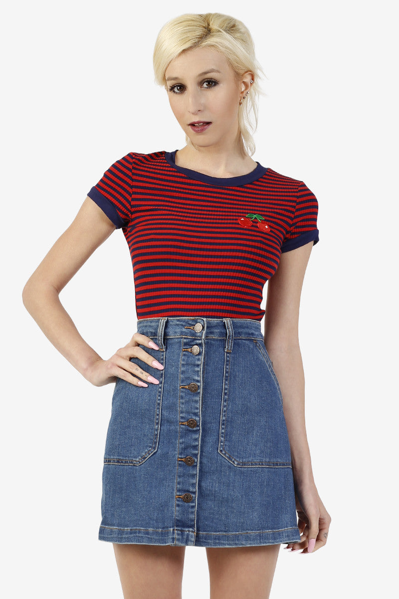 Casper Cherry Striped Ringer by Echo Club House