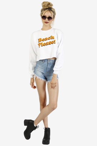 Beach Please! Graphic Crop  Sweatshirt by Petals & Peacocks