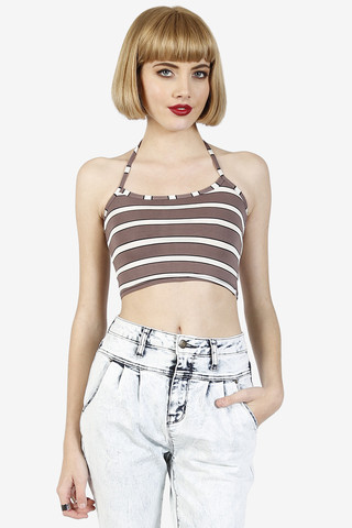 Line Up Striped Halter Top by American Deadstock
