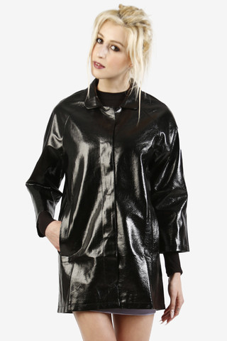 Sammy Patent Cropped Trench Jacket
