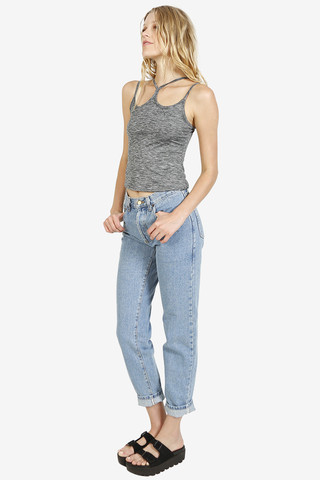 Double Strap Cross Me Tank By American Deadstock - Grey