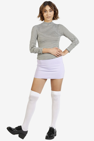 Mary Striped Mock Neck Top - Olive