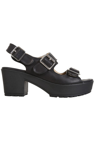 Caroline Double Strap Platform Sandal  - Black