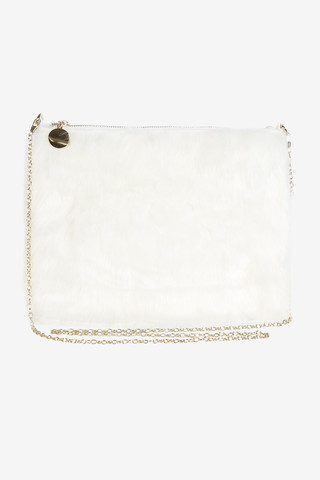 Fur Zipper Clutch - Snow White