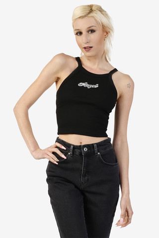 Angel Ribbed Tank By Echo Club House - Black