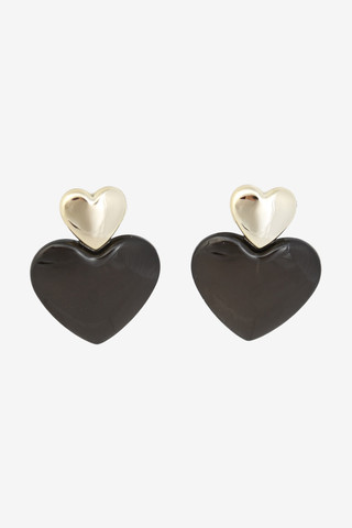 Black Heart On Earrings