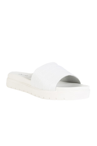 White Croc Slide Sandal
