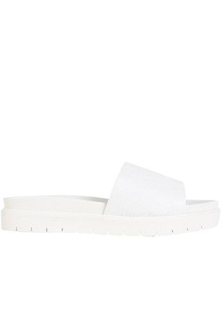 White Croc Slide Sandal
