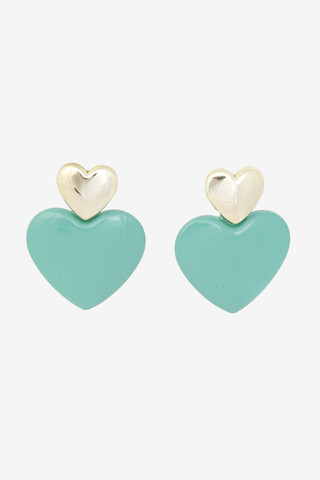 Sea Green Heart On Earrings