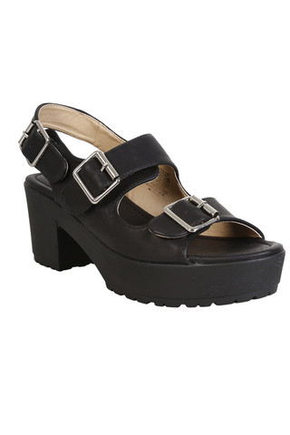 Caroline Double Strap Platform Sandal  - Black